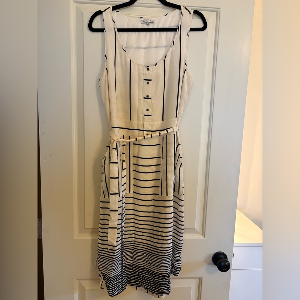 Broadway and Broome Striped Sleeveless Dress, 100% silk, size 10